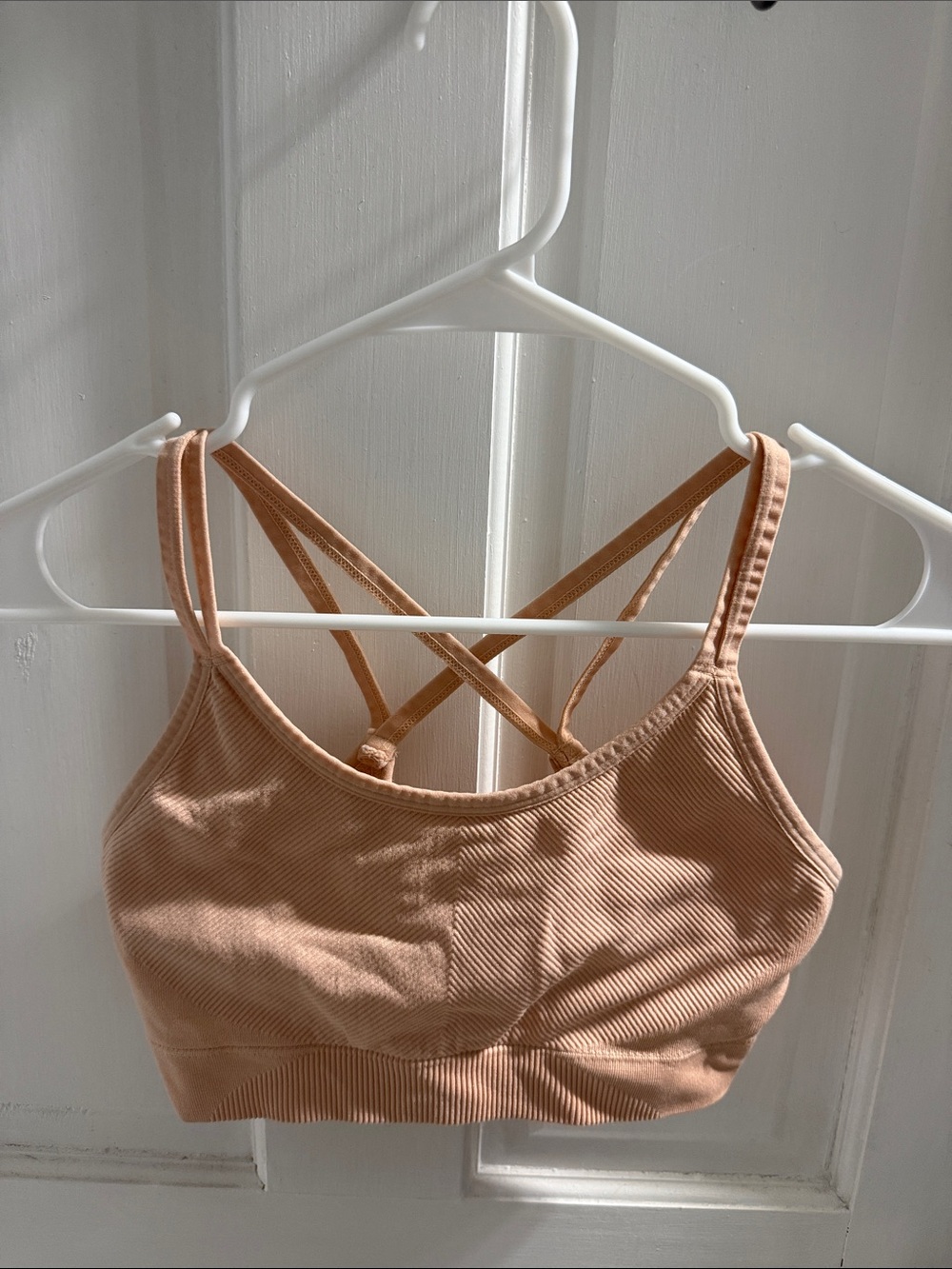 Ryka Peach Ribbed Crisscross Sports Bralette